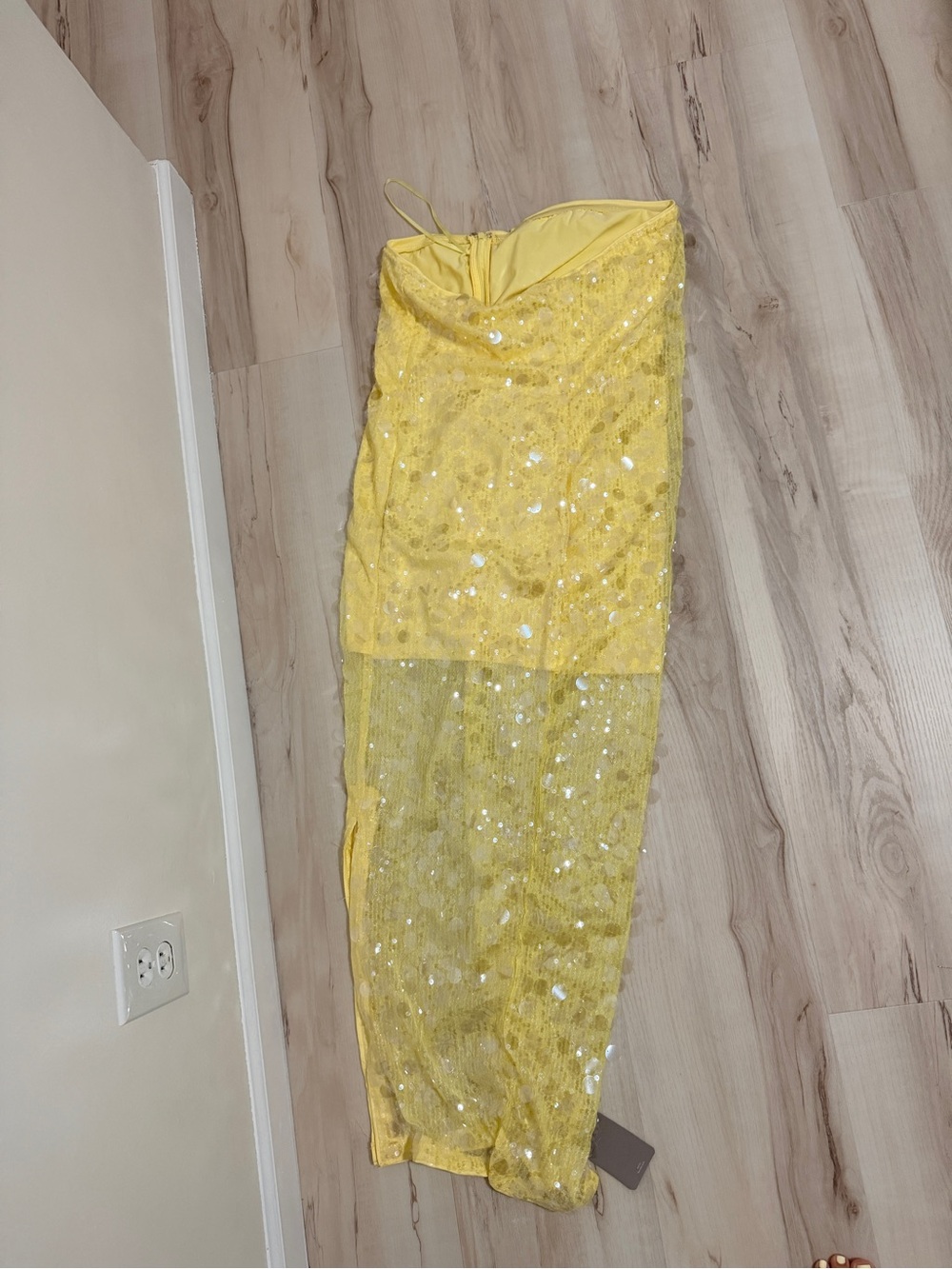 Yellow Sequin Layered Maxi Skirt - Women's